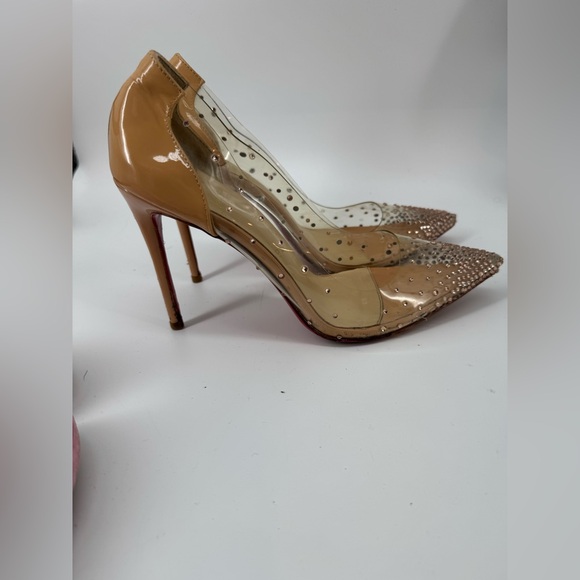 Christian Louboutin Heels 38 US 7.5 Rhinestone Pumps Brown Patent - Picture 3 of 8